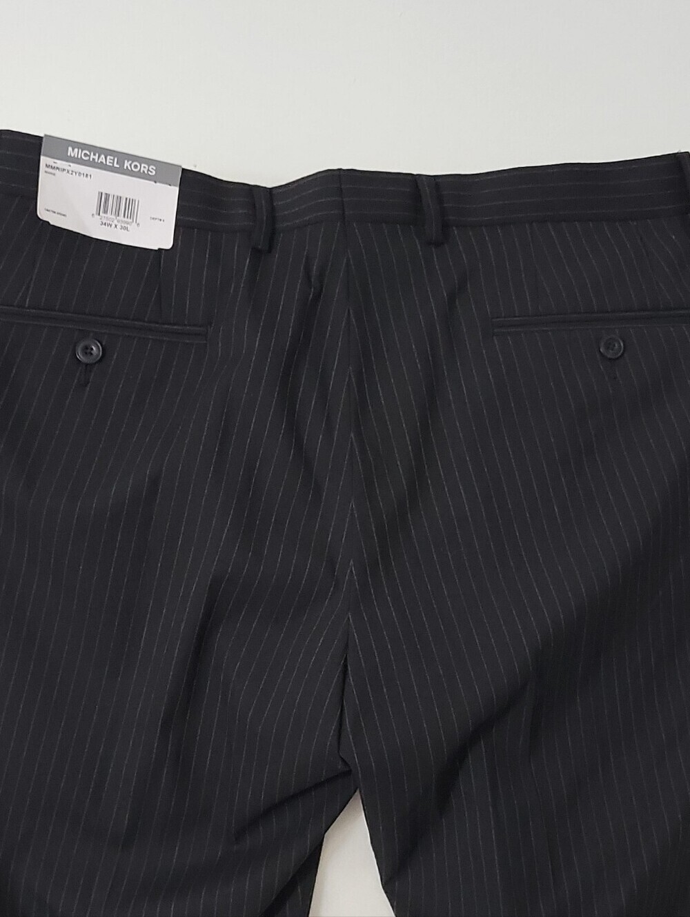 Michael Kors Men's Black Pinstripe Dress Pants 34W x 30L Flat Front - Picture 5 of 16